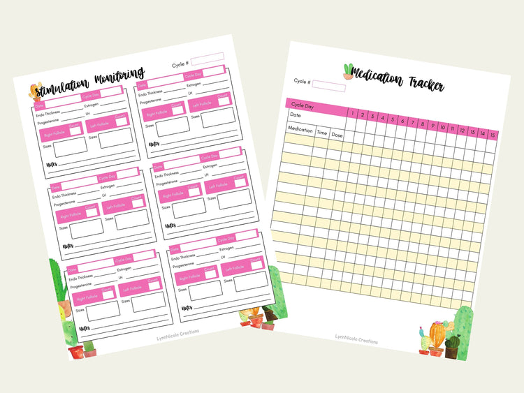 IVF Planner Inserts with Medication Tracker and Stimulation Monitoring