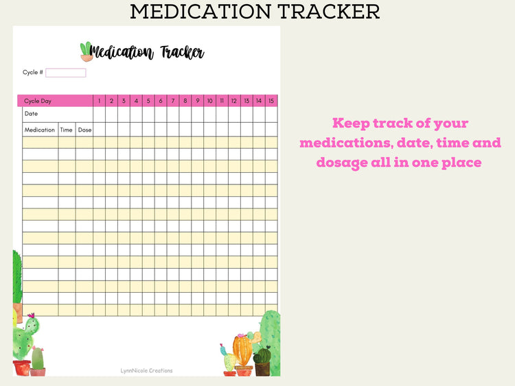 IVF Planner Inserts with Medication Tracker and Stimulation Monitoring