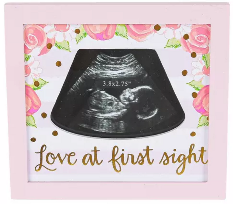 Pink ultrasound picture frame baby shower gift