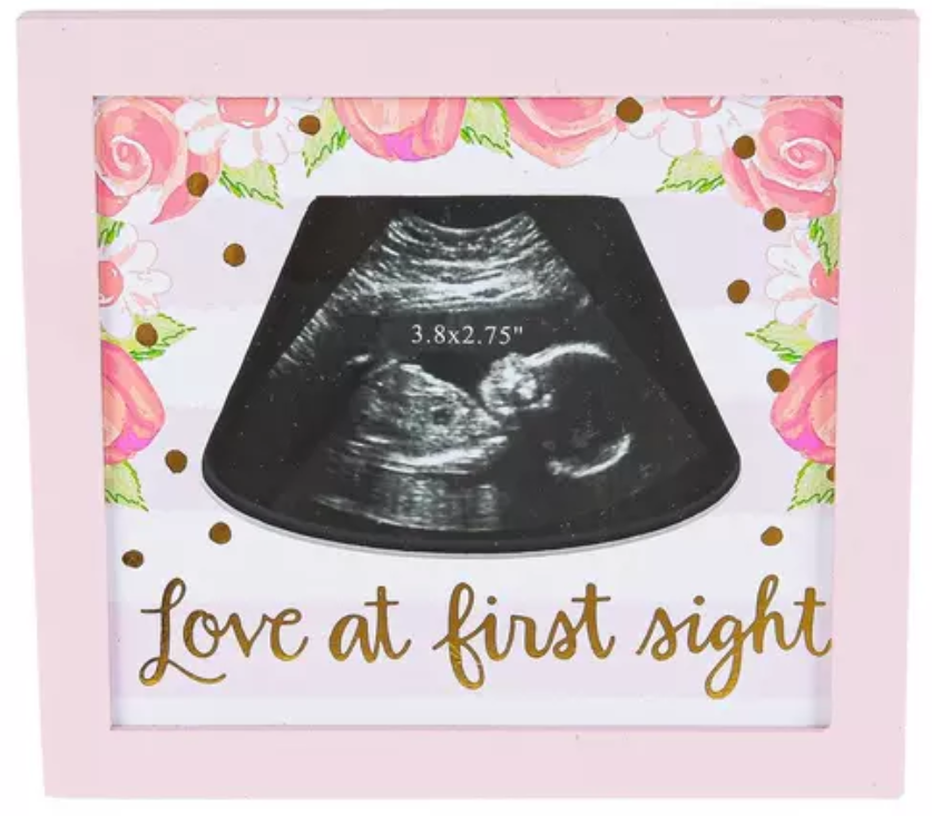 Pink ultrasound picture frame baby shower gift