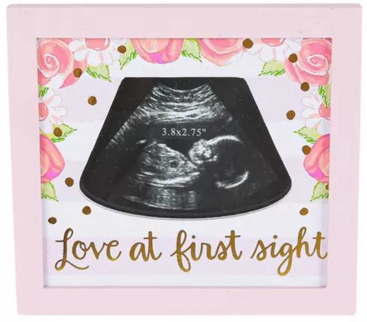 Pink ultrasound picture frame baby shower gift