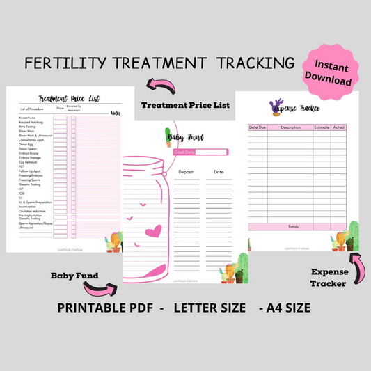 IVF Planner Inserts with Expense Tracker, Savings Goal and Treatment Price List, IUI Planner, Infertility, Fertility Journal