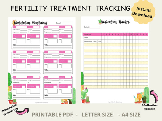 IVF Planner Inserts with Medication Tracker and Stimulation Monitoring